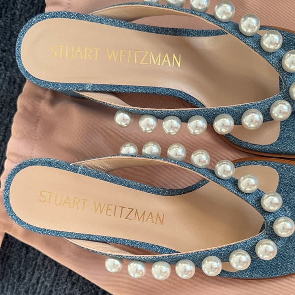Stuart Weitzman Denim Pearl Mules - Picture 6 of 6